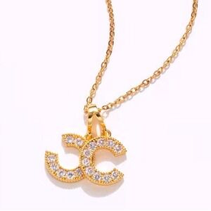 Sparkling CC Pendant Necklace with Crystal Accents for Women 18k Plated NWOT